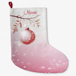 Grande Chaussette De Noël Boule de Noël rose Décoratif