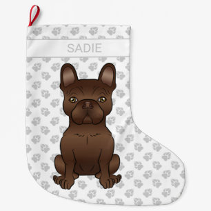 Grande Chaussette De Noël Bouledogue français au chocolat / Chien Bouledogue