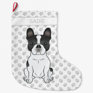 Grande Chaussette De Noël Bouledogue Français Black Piebald / Chien Bouledog
