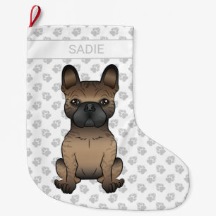 Grande Chaussette De Noël Bouledogue français bringé / Frenchie Chien mignon