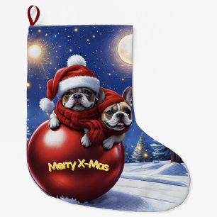 Grande Chaussette De Noël Bouledogue français Noël French Bullog