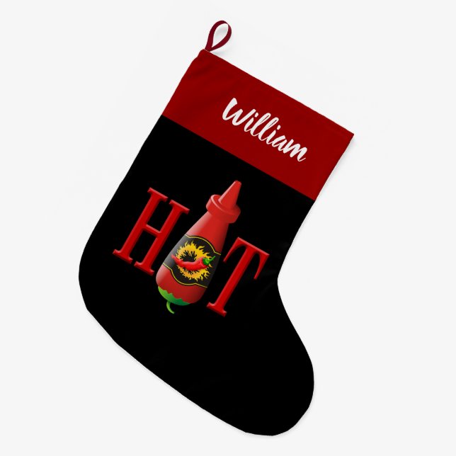 Grande Chaussette De Noël Bouteille de sauce chaude Stocking de Noël (Devant (Accrochage))