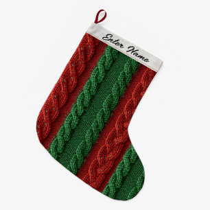 Grande Chaussette De Noël Boutique de Noël classique Faux Cable-Knit