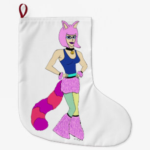 Grande Chaussette De Noël bouton catgirl