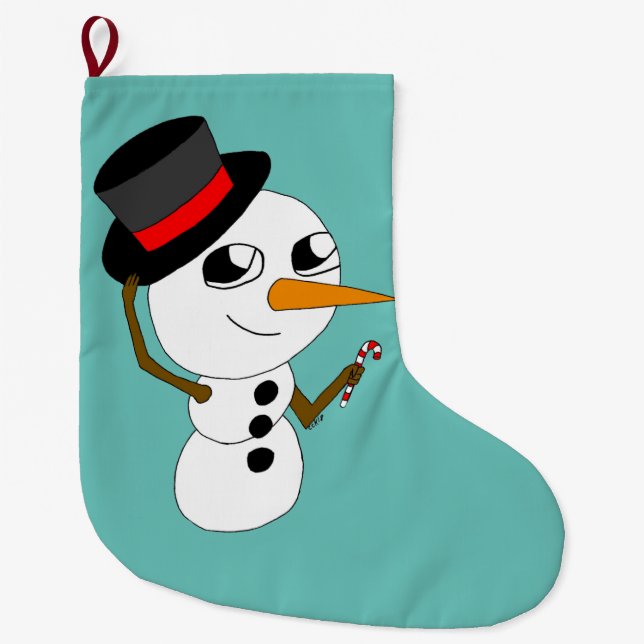 Grande Chaussette De Noël bouton chibi smowman (Devant)