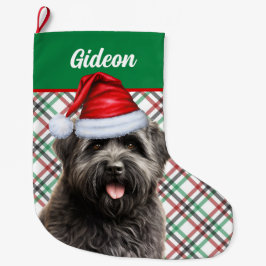 Grande Chaussette De Noël Bouvier des Flandres Chien Plaid Personnalisé
