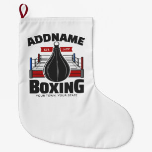 Grande Chaussette De Noël Boxe Anneau AJOUTER NOM Boxer Gym Speed Sac