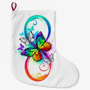 Grande Chaussette De Noël Bright infinity with rainbow butterfly