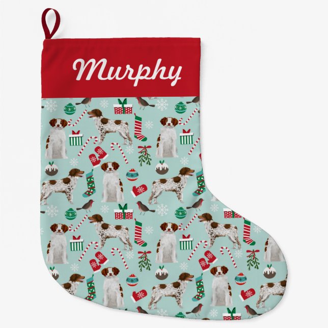 Grande Chaussette De Noël brittany spaniel noël bas (Devant)