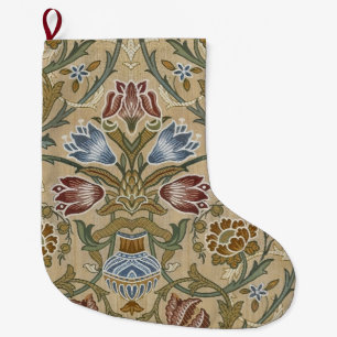 Grande Chaussette De Noël Broderie florale symétrique vintage William Morris