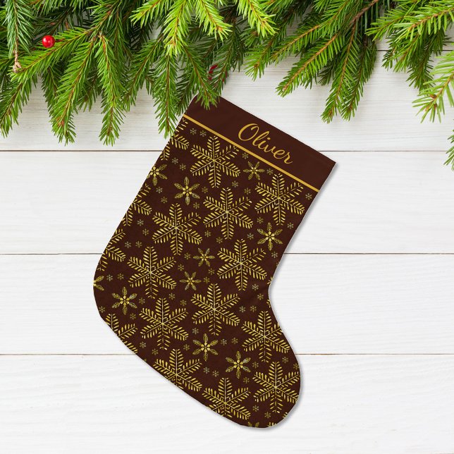 Grande Chaussette De Noël Brown et Gold Personnalisé (Créateur téléchargé)