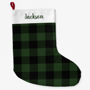 Grande Chaussette De Noël Buffalo check Celtic Green and Black Squares Plaid