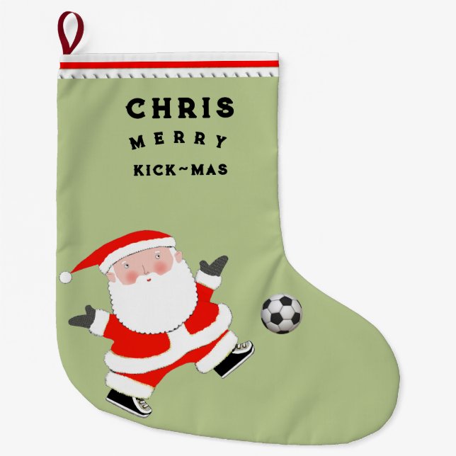 Grande Chaussette De Noël Cadeau de vacances de football (Devant)