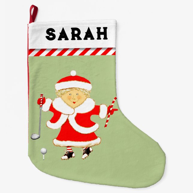 Grande Chaussette De Noël Cadeau de vacances de golf personnalisé (Devant)