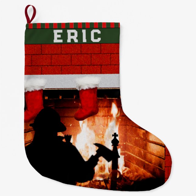 Grande Chaussette De Noël Cadeau de vacances Fireman (Devant)