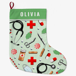 Grande Chaussette De Noël Cadeau de vacances personnalisé pour infirmière