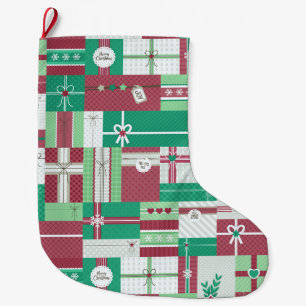 Grande Chaussette De Noël Cadeaux de Noël mosaïque xmas design