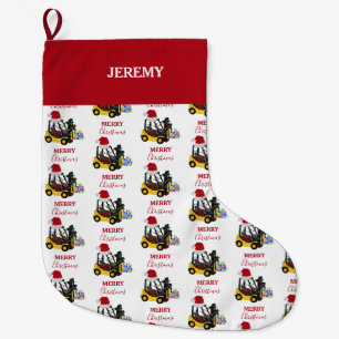 Grande Chaussette De Noël Camion chariot élévateur de Noël