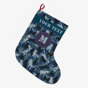 Grande Chaussette De Noël Camouflage de la Marine des Chats