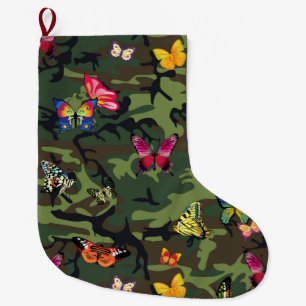 Grande Chaussette De Noël camouflage papillon xmas stockage de noël