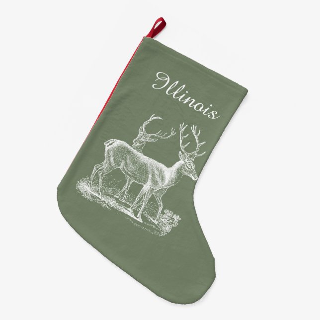 Grande Chaussette De Noël Camouflage rustique personnalisé Noël vert (Devant (Accrochage))