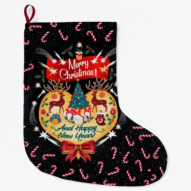 Grande Chaussette De Noël Canettes de Noël (Devant)