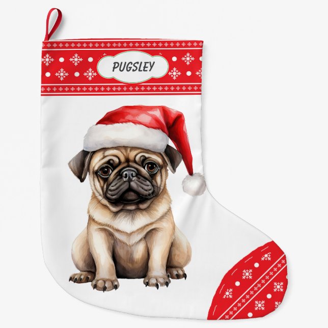 Grande Chaussette De Noël Carlin Père Noël de la frontière de Snowflake (Devant)