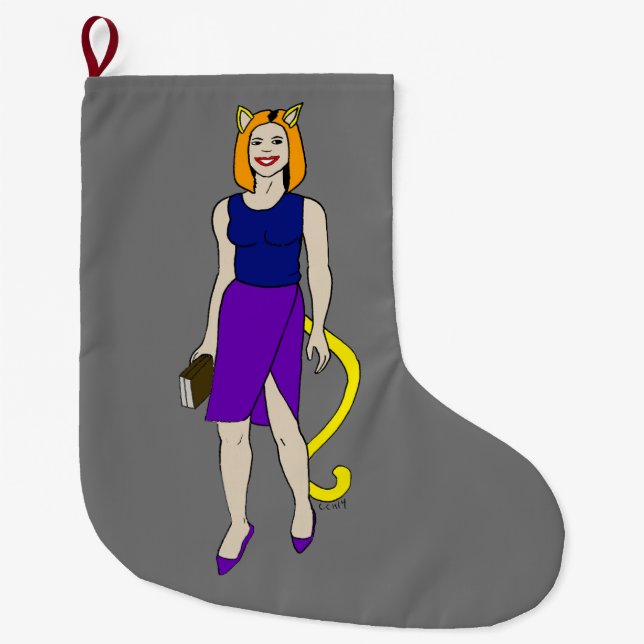 Grande Chaussette De Noël catgirl (Devant)
