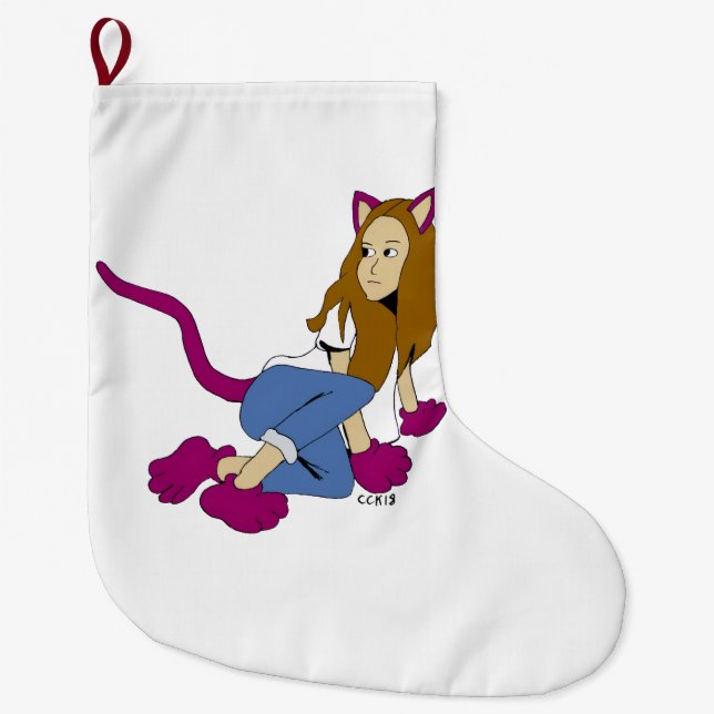 Grande Chaussette De Noël catgirl (Devant)
