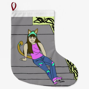 Grande Chaussette De Noël catgirl