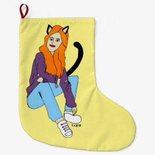 Grande Chaussette De Noël catgirl