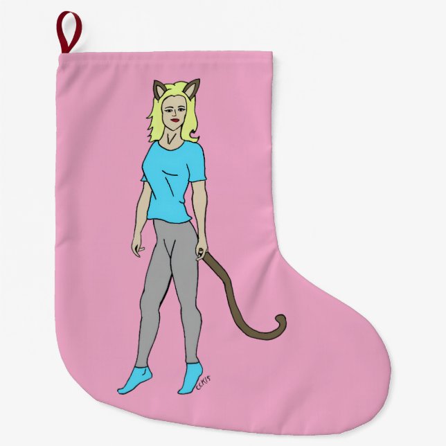 Grande Chaussette De Noël catgirl (Devant)