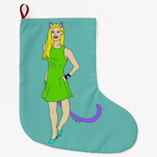 Grande Chaussette De Noël catgirl
