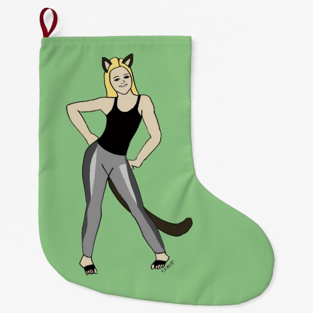 Grande Chaussette De Noël catgirl (Devant)