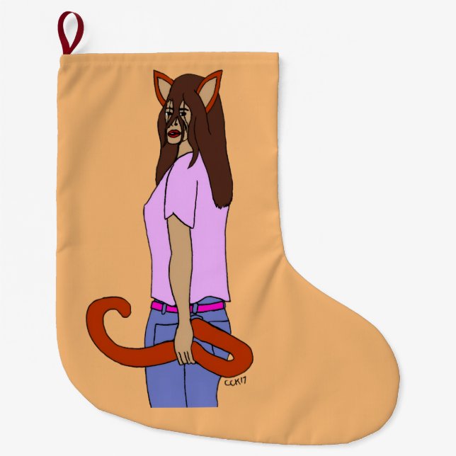 Grande Chaussette De Noël catgirl (Devant)