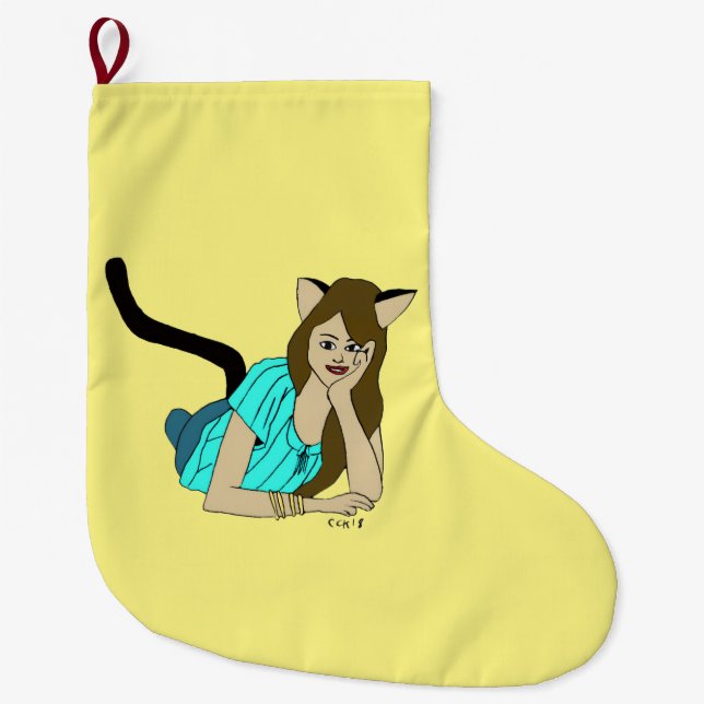 Grande Chaussette De Noël catgirl (Devant)