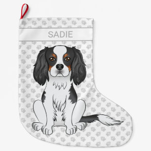 Grande Chaussette De Noël Cavalier King Charles Spaniel tricolore Chien & No