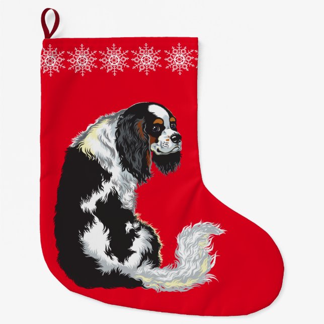 Grande Chaussette De Noël cavalier roi spaniel (Devant)