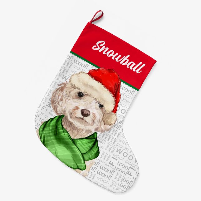 Grande Chaussette De Noël Champagne Cockapoo (Devant (Accrochage))