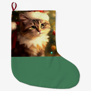 Grande Chaussette De Noël Chat de Noël 4