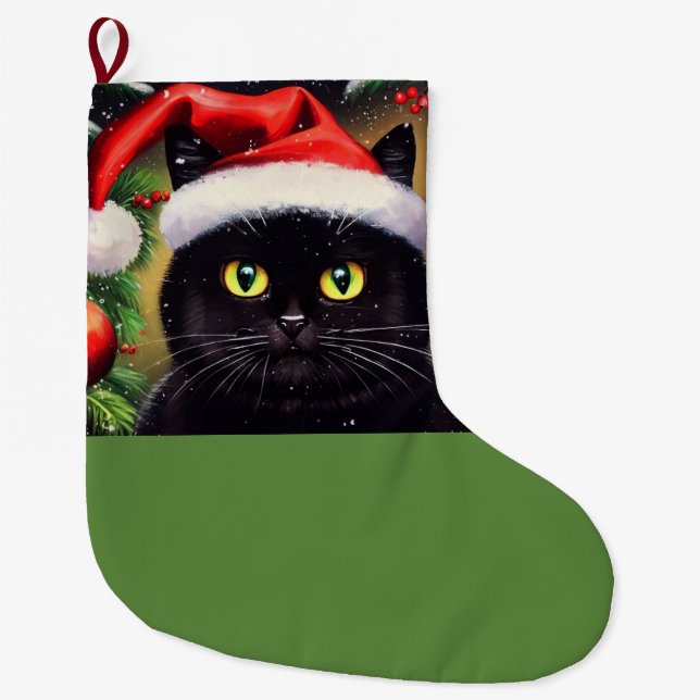 Grande Chaussette De Noël Chat de Noël 6 (Devant)