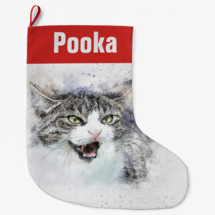 Grande Chaussette De Noël Chat de ragondin personnalisable du Maine