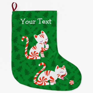 Grande Chaussette De Noël Chat mignon de sucre de canne