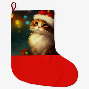 Grande Chaussette De Noël Chat Noël 3