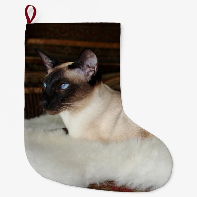 Grande Chaussette De Noël Chat siamois élégant (Devant)