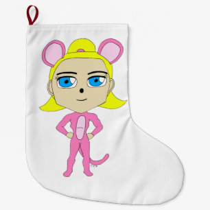 Grande Chaussette De Noël chatte rose