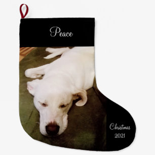 Grande Chaussette De Noël Cher blanc dormant doux Grand réchaud de Noël