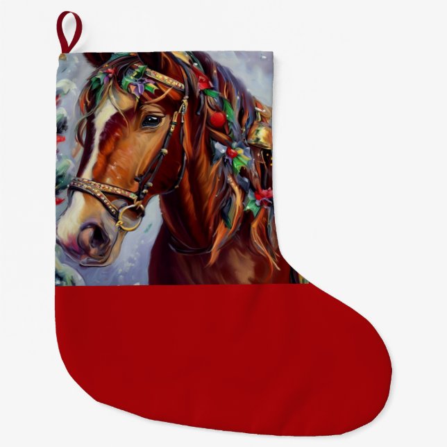 Grande Chaussette De Noël Cheval de Noël 2 (Devant)