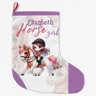 Grande Chaussette De Noël Cheval Personnalisé Fille Dressage Rider Noël