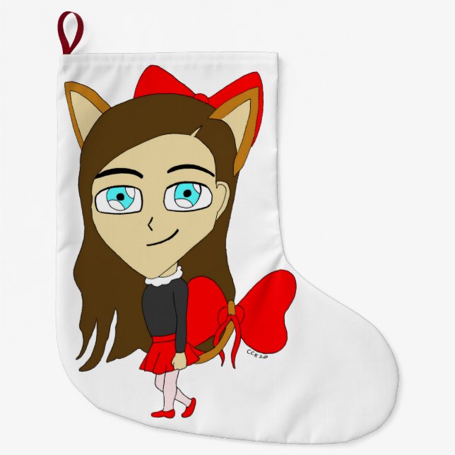 Grande Chaussette De Noël chibi catgirl (Devant)